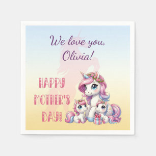 Mother's Day Unicorn-Themed Party Napkin