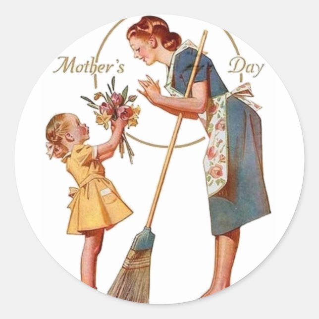 Mothers Day Vintage Classic Round Sticker (Front)