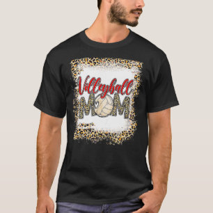 Mother's Day Volleyball Mum Leopard Sport Ball Mo T-Shirt
