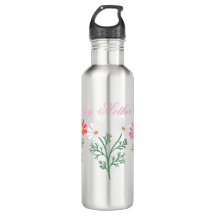 Mother's Day Water Bottle with Floral Motif and Se