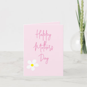 Mothers Day WaterColor Daisy Pink Simple Card