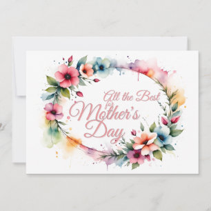 Mother's Day Watercolor Floral Wreath in Pink V2.0