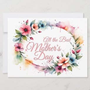 Mother's Day Watercolor Floral Wreath in Pink V2.0