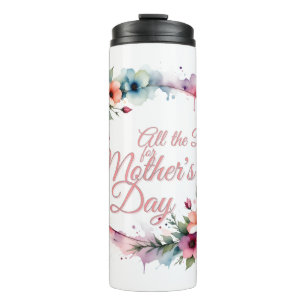 Mother's Day Watercolor Floral Wreath in Pink V2.0 Thermal Tumbler