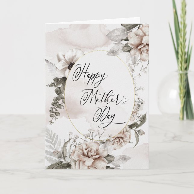  Mother's Day Watercolor Flower Pretty to Wife  Card (Front)