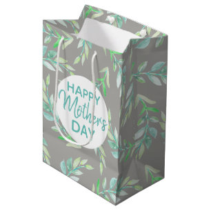 Mother's Day Watercolor Spring Foliage Medium Gift Bag