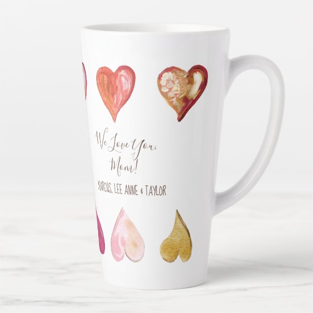 Mothers Day We Love You Mom Modern Hearts Latte Mug (Right)