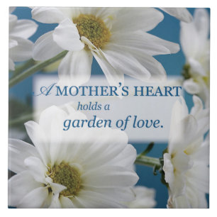 Mother's Day White Daisies Garden of Love Blue Sky Tile