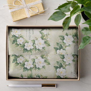 Mother's Day White gardenia flowers and green Tissue Paper