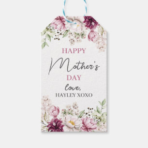 Mother's Day White & Purple Floral Greenery Favor Gift Tags