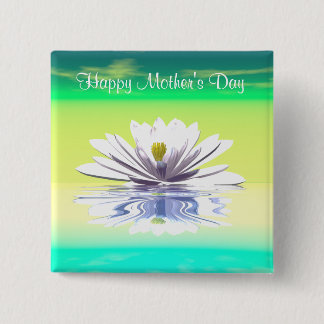 Mother's Day White Water Lily 15 Cm Square Badge