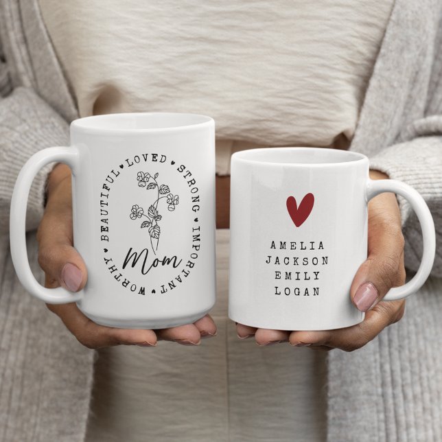 Mother's Day Wildflower Mum Mama Kids Names  Coffee Mug (Creator Uploaded)