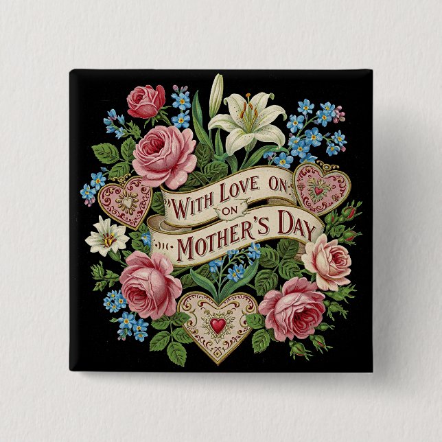 Mother's Day with Love 15 Cm Square Badge (Front)