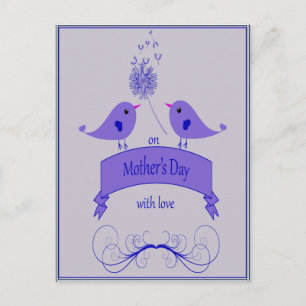Mother's Day with Love and Blue Birds Postcard