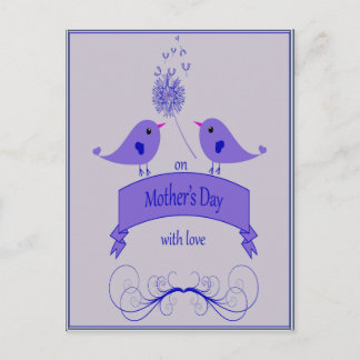 Mother's Day with Love and Blue Birds Postcard