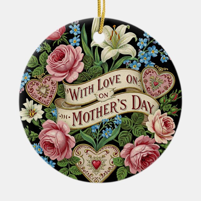 Mother's Day with Love Ceramic Tree Decoration (Front)