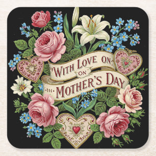 Mother's Day with Love Square Paper Coaster