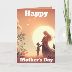 Mother's Day with Mother and Children Silhouette Card
