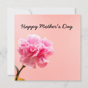 Mother's Day with Pink Carnation Flowers on pink  Card