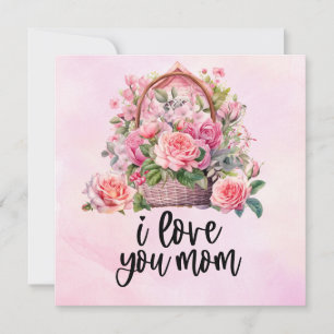 Mother's Day with pink flowers Holiday Card