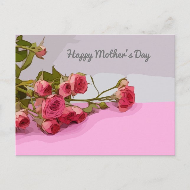 Mother's Day with pink roses Card (Front)