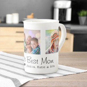 Mother's Day World's Best Mum 3 Photos Bone China Mug