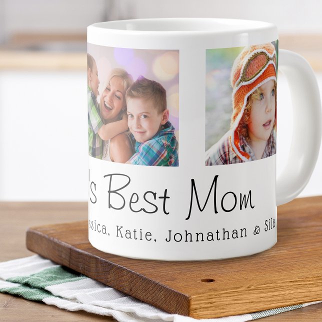 Mother's Day World's Best Mum 3 Photos Large Coffee Mug (Mother's Day World's Best Mom 3 Photos Giant Coffee Mug)