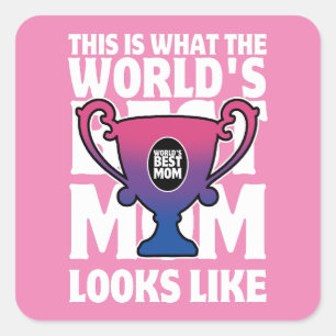 Mother's Day World's Best Mum Bisexual Flag Colour Square Sticker