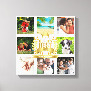 Mothers Day Worlds Best Mum Family Photo Collage Canvas Print