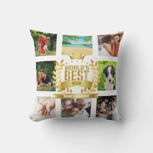 Mothers Day Worlds Best Mum Family Photo Collage  Cushion