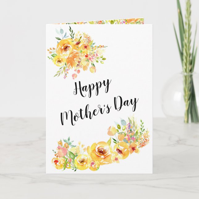 Mother's Day Yellow Autumn Floral Custom Design Card (Front)