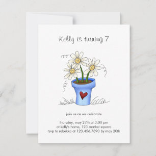 Mother's Flowers · Blue Flower Pot Invitation