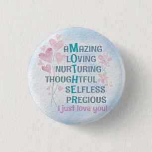 Mother's heart 3 cm round badge