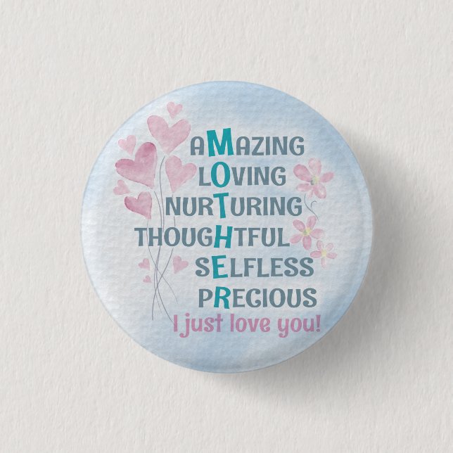 Mother's heart  3 cm round badge (Front)