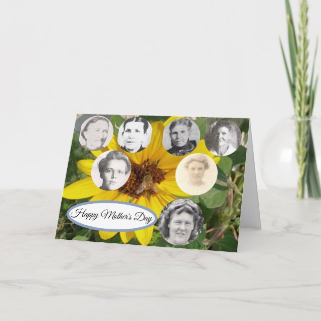 Mothers in Family Sunflower and Bee Mothers Day Holiday Card (Front)