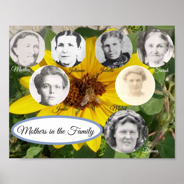 Mothers in the Family Photo Sunflower and Bee  Poster (Front)