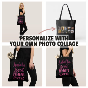 Mother's Keepsake Photo Collage Trendy Quote Tote Bag