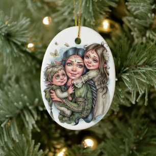 Mother's Love Ornament Elven Family Joy Fairytale