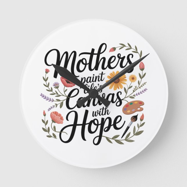 Mothers Paint Life's Canvas With Hope Round Clock (Front)