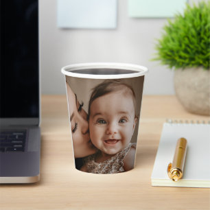Mother's Tender Kiss Heartwarming Mother and Child Paper Cups