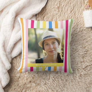 Mothers'day best mom ever modern colorful photo cushion