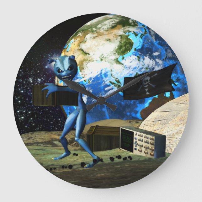 Mothership Alien Pirate Large Clock (Front)