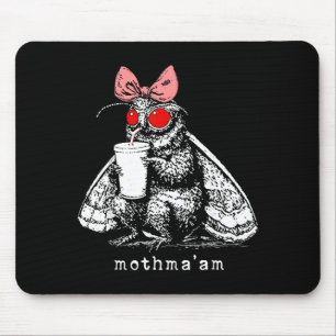 Mothmaam Funny Mothman Drinking Coffee Cryptid Mouse Pad