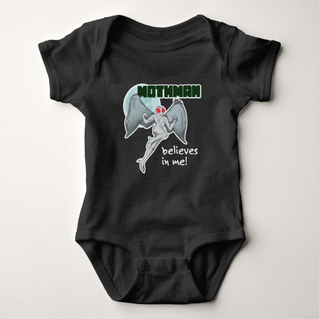 Mothman Believes in Me! | Point Pleasant, WV Baby Bodysuit (Front)