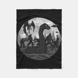 Mothman Bigfoot Loch Ness Monster Aliens Ufo Fun C Fleece Blanket