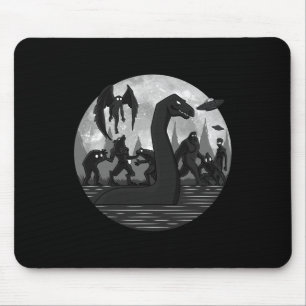 Mothman Bigfoot Loch Ness Monster Aliens UFO Fun C Mouse Pad