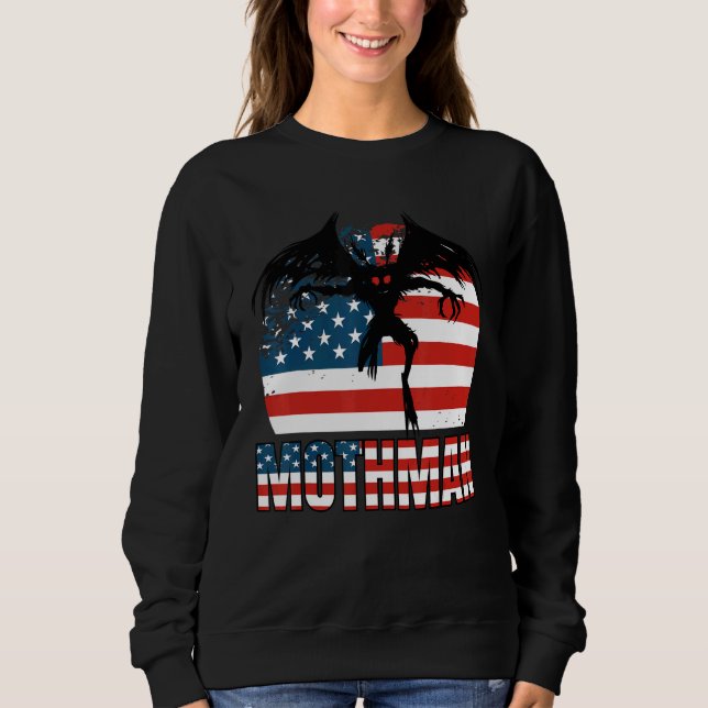 Mothman Cryptid 4th Of July American Flag Sweatshirt (Front)