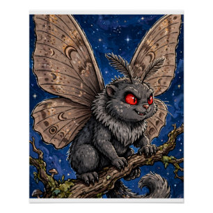 Mothman Cryptid Collectable Card Art Poster