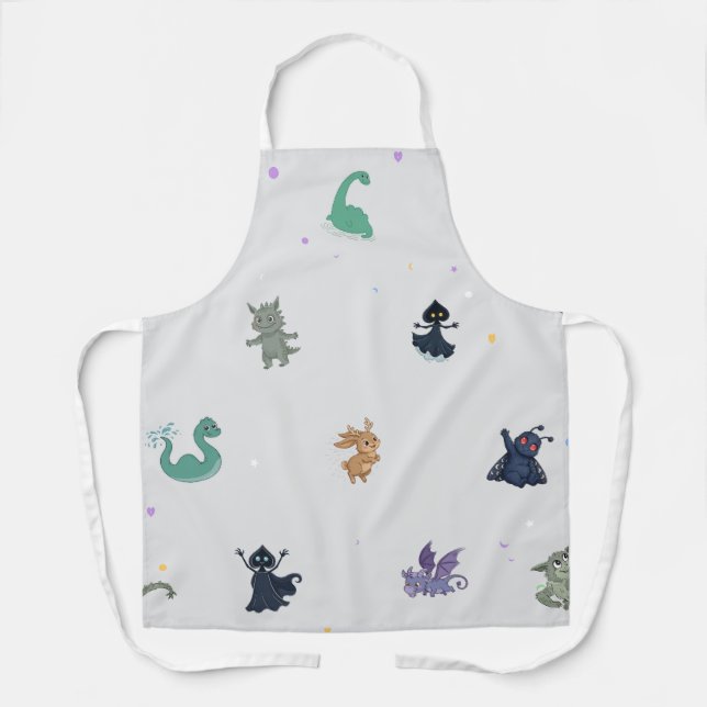 Mothman & Friends Cryptid Pattern Apron (Front)