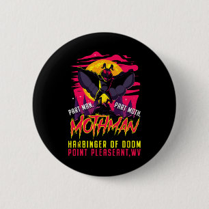 Mothman Fun Cryptid Harbinger Part Man Part Moth 6 Cm Round Badge